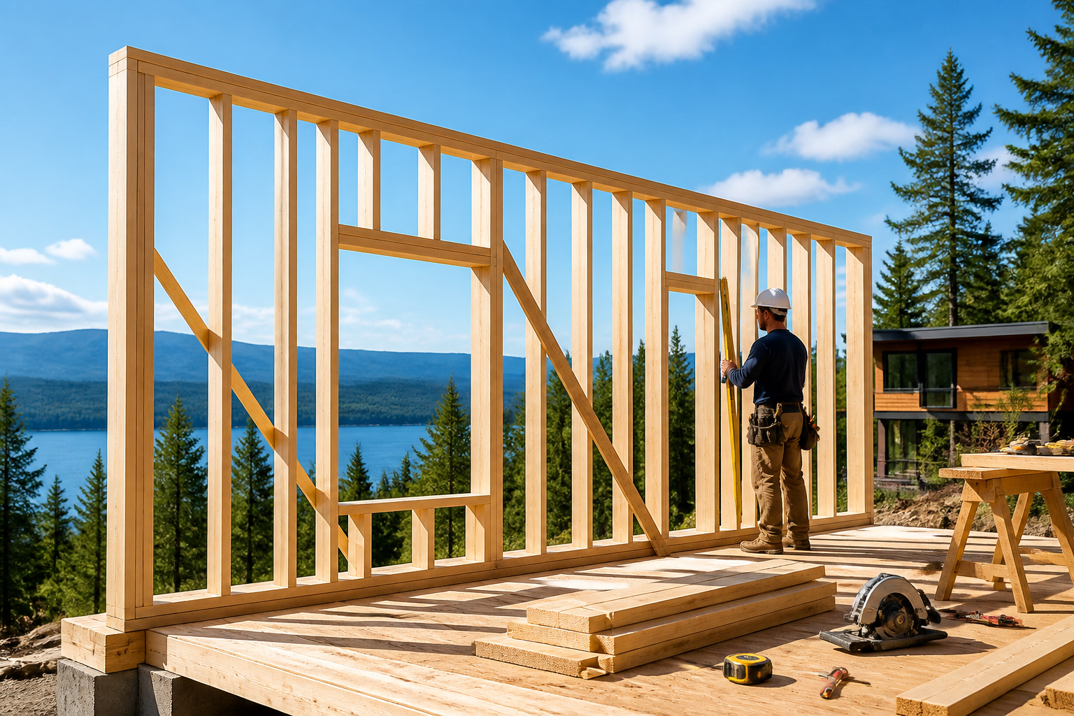 Chantier de construction bois moderne